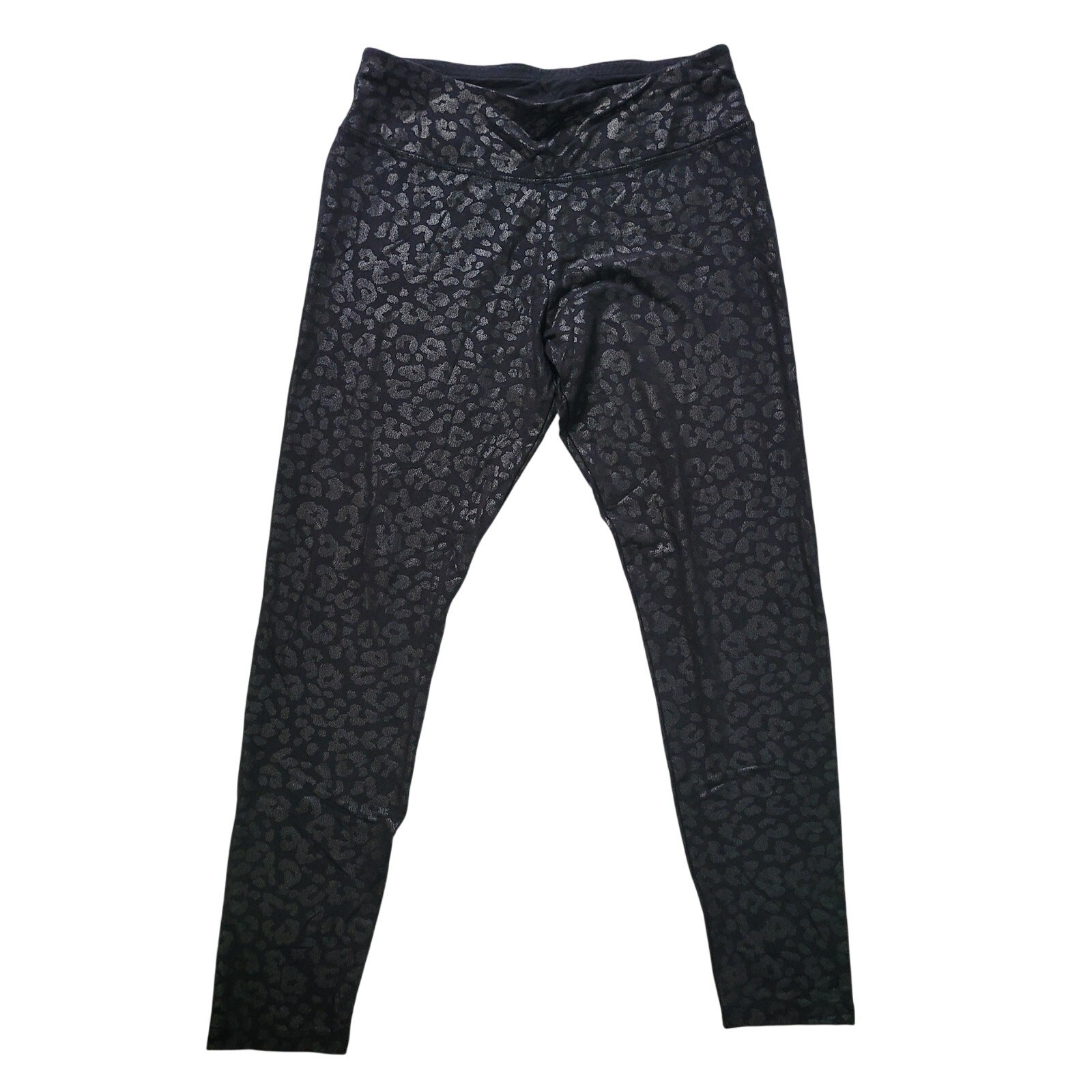 Chico's Zenergy Size 8/10 Pull-On Ankle Leggings Metallic Shine Animal Print