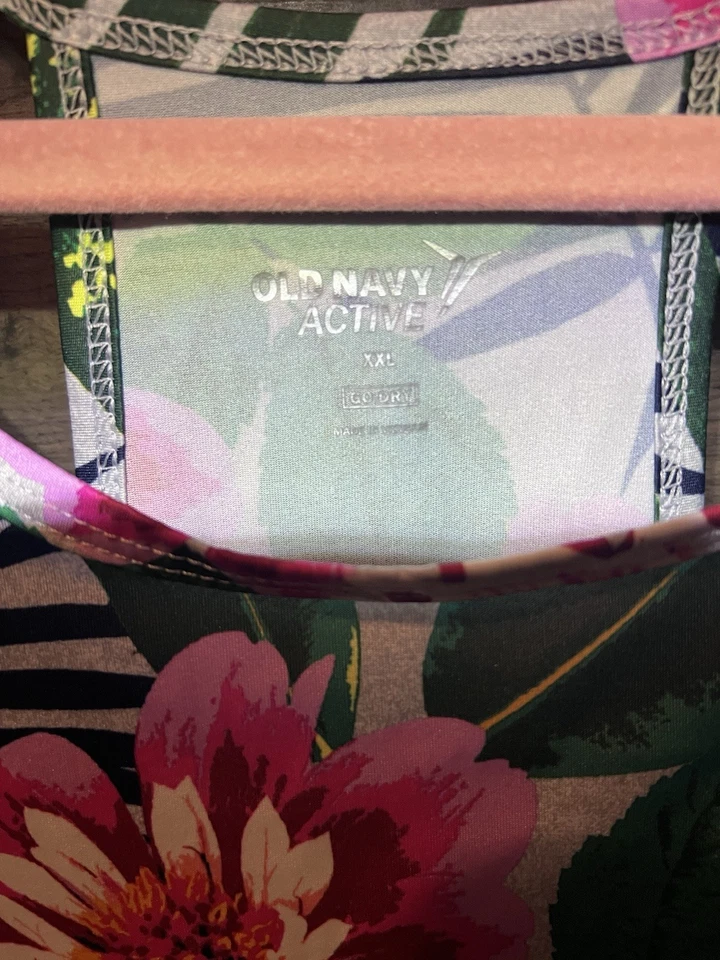 Camiseta sin mangas Old Navy Rosa y Verde Floral Activewear Talla XXL Foto 3 de 4