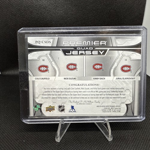 2022-23 UD Premier Quad Patch C. Caufield/N. Suzuki/K. Dach/J. Slafkovsky-/25 - Picture 2 of 6
