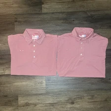 Lot Of 2 Chick-Fil-A Striped Polo Shirt Mens L Red OOBE Hydro Chill Team Uniform