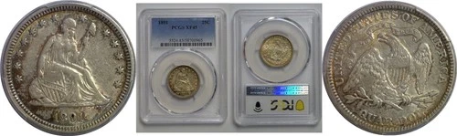 1891 Seated Liberty Quarter   PCGS XF-45