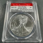 2021(S) SILVER Eagle PCGS MS70, FIRST STRIKE, T2 Emergency Issue (89637)