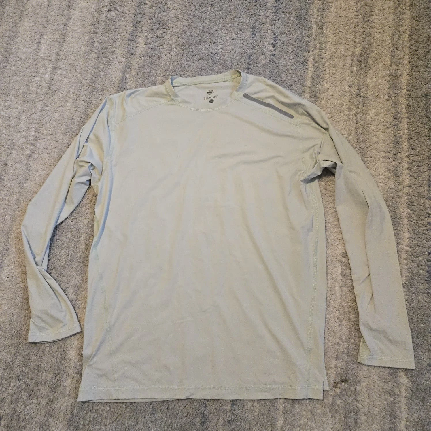 BloqUV Men's UPF 50+ Sun Protective Long Sleeve Jet Tee Green Size L