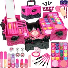 Kids Makeup Kit for Girl - 52 PCS Safe and Washable Makeup for Kids, Real Girls