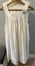 Vintage Whistles off White Linen Pinafore Style Midi Dress Decorative Buttons.