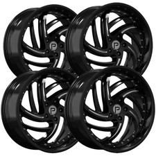 Set Of 4 Pinnacle P322 Dazed 22x9 5x120 35mm Blackmilled Wheels Rims