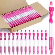 Yexiya 100 Pcs Awareness Ribbon Pens for Cancer, Autism, & Other Causes, Pink