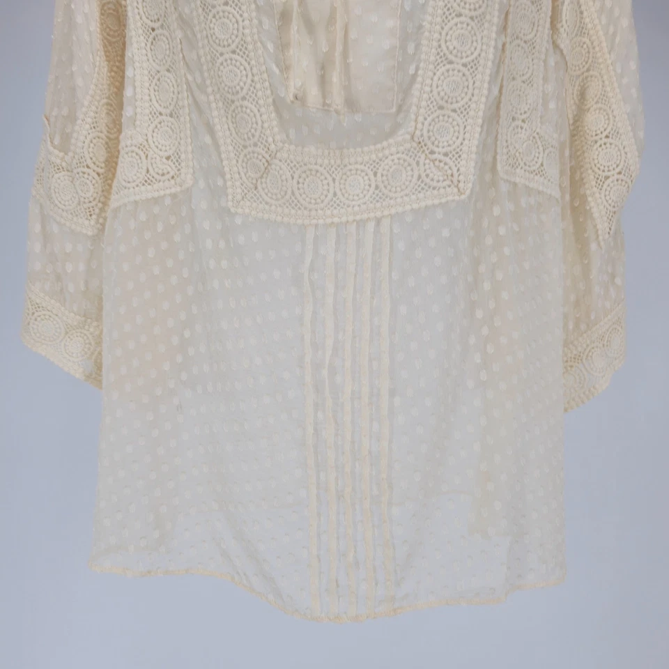 Top transparente de seda Meadow Rue para mujer talla pequeña Boho Cottagecore delicado encaje de ganchillo Foto 4 de 4