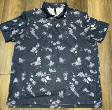 Adidas Splatter Print Golf Polo Shirt Men's 2XL Blue Mesh Performance HN7136