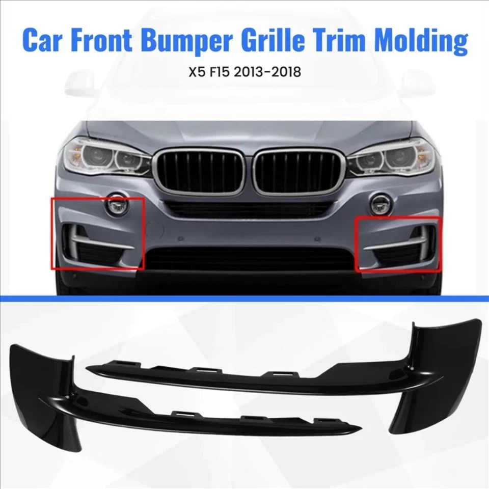 Pairs Front Bumper Grille Trim Molding Fit For BMW X5 F15 2014 2015 2016 2017 Foto 4 de 4