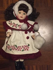 victorian collectible vintage porcelain doll winter girl By Melissa Jane