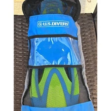 U.S. Divers Snorkeling Swim Fins Blue Green Size Large w/ Mesh Bag
