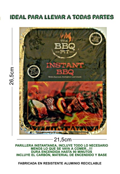 BARBACOA PARRILLERA BBQ DESECHABLE UN SOLO USO. PLAYA, CAMPO CAMPING SENDERISMO