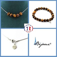 Steine Und Mineralien. Schmuckset Armband Halskette 5 Perlen Tigerauge 8 Mm