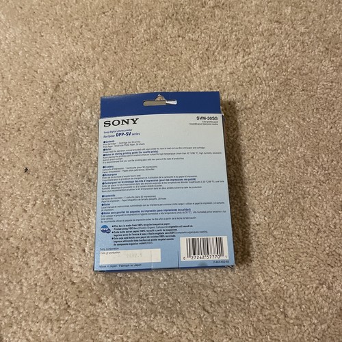 Sony SVM-30SS Cartridge and Paper Color Printing Pack, 3.5" x 4" - Picture 2 of 3