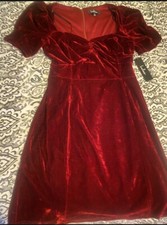 NEW LULUS DRESS VELVET PUFF SLEEVE  BURGUNDY SIZE XS