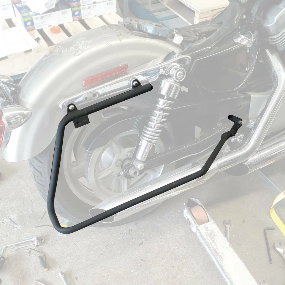 For 04-14 Harley Sportster Black Saddlebags Saddle Bag + Conversion Brackets - Image 3 of 4