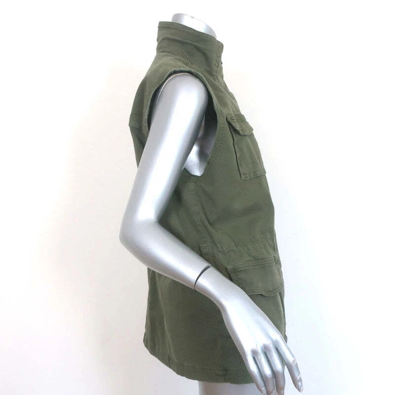 J Brand Arden Military Vest Jungle Green Stretch Cotton Size Medium - Image 3 of 4