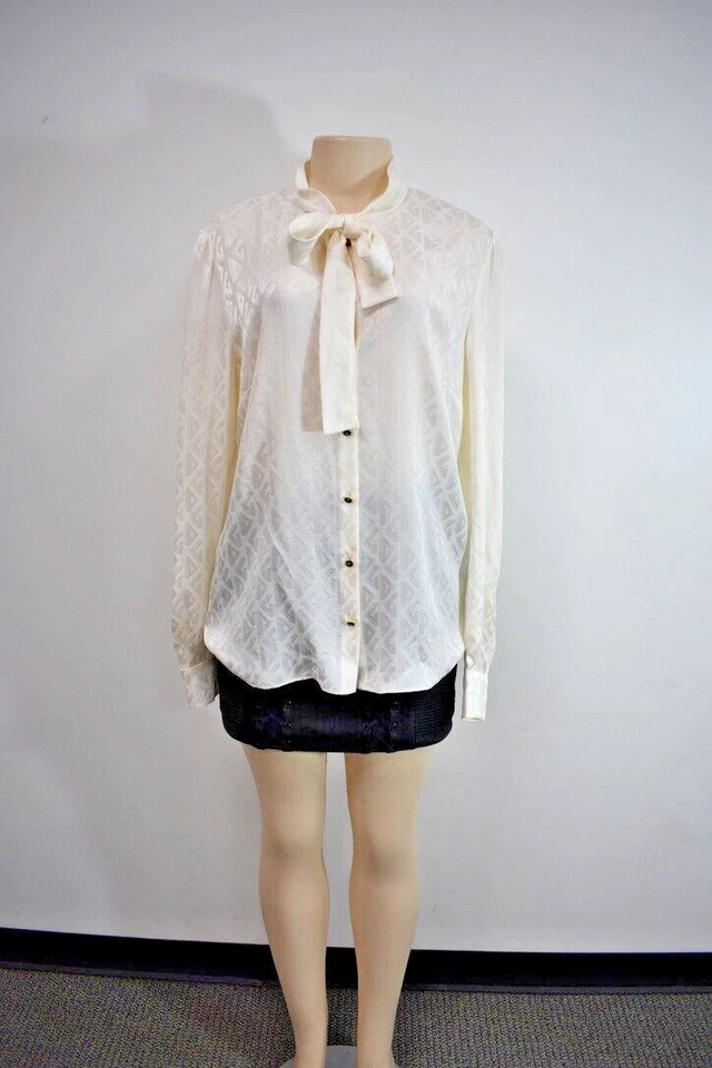 Blusa Top Dolce&Gabbana Off White Seda Para Mujer Talla Mediana/8US En Oferta Talla Foto 3 de 4