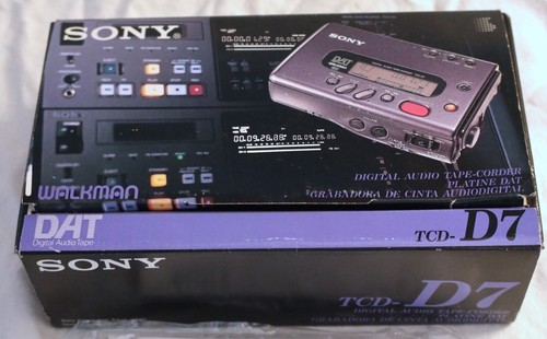 Sony TCD-D7, portable DAT recorder in orig. box, w/service manual, 9 tapes