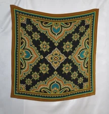 Bob Mackie Wearable Art Imperial Paisley Square Scarf W/Gift Box --Brown Multi