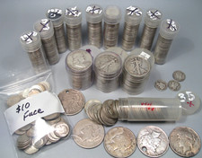 $100 Face (plus a few dimes) 90% Silver US Coinage. D & Q, Halves, PEACE Dollars