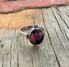 Natural Rhodochrosite Gemstone Ring 925 Sterling Silver Ring Solid Silver Ring