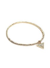 NEW GUESS GOLD TONE,RHINESTONE,CRYSTALS,TRIANGLE CHARM,STRETCHED BRACELET
