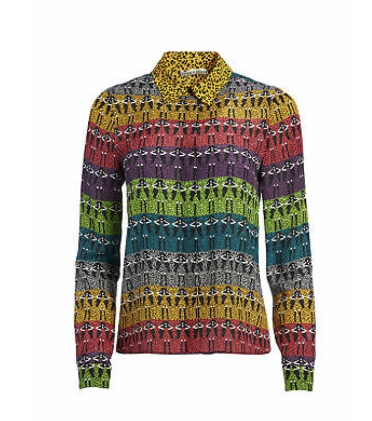 NWT ALICE +OLIVIA Willa Stace Face Placket Top Size S