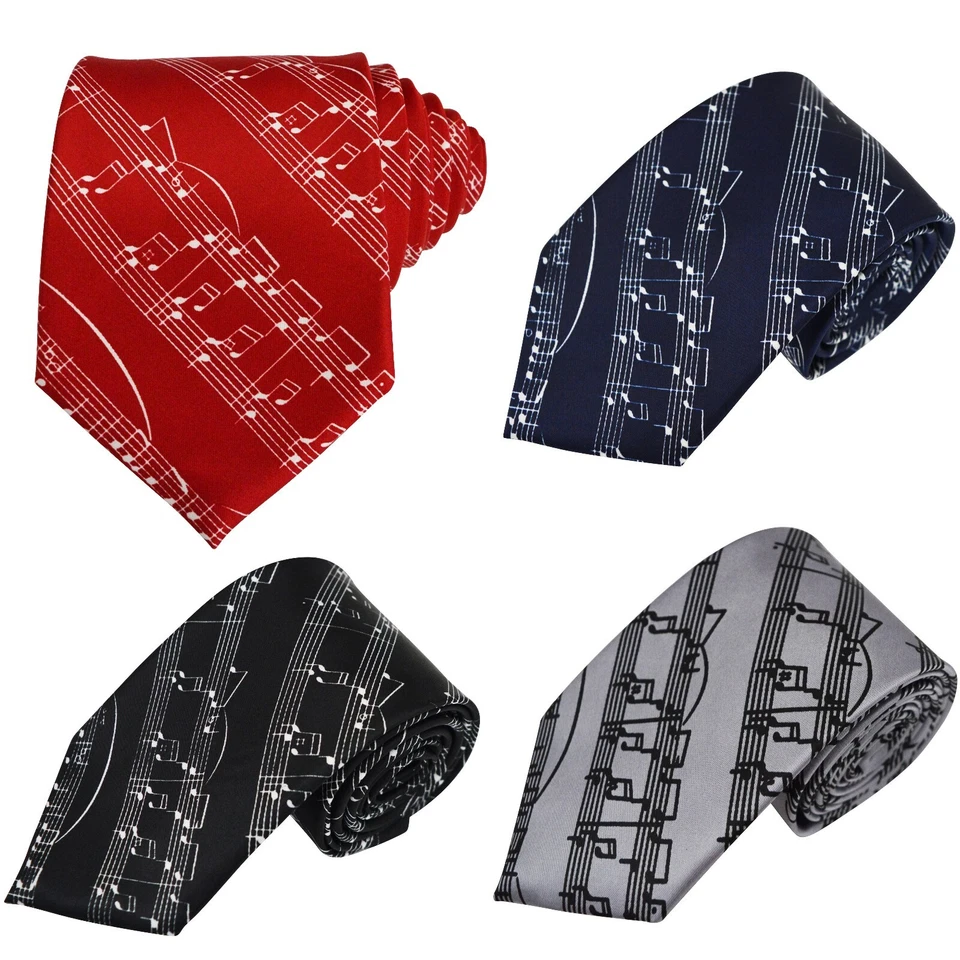 THB RICHTER Krawatte Necktie mit Musiknoten Notenschlüssel für Musik-Veranstaltungen Chor