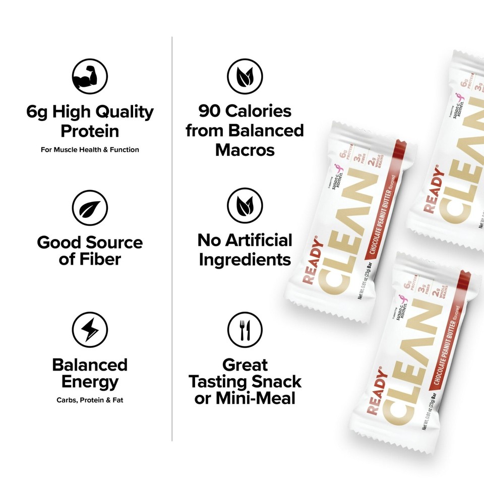 Ready® Clean Protein Bar, Chocolate & Peanut Butter, 20 Count Mini Bars