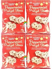 4 Packs Trader Joes Peppermint Pretzel Slims 6 oz Each Pack, Total 24 oz