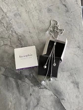 LIA SOPHIA "Celestial' Silver Crystal Pearl Bead Tassel Necklace - With Tags