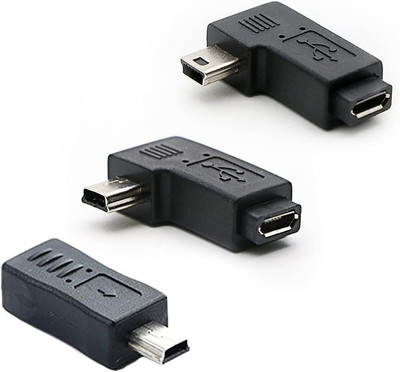 Mini USB to Micro USB Adapter, USB 2.0 Adapter Plug, 90 Degree Left and Right An