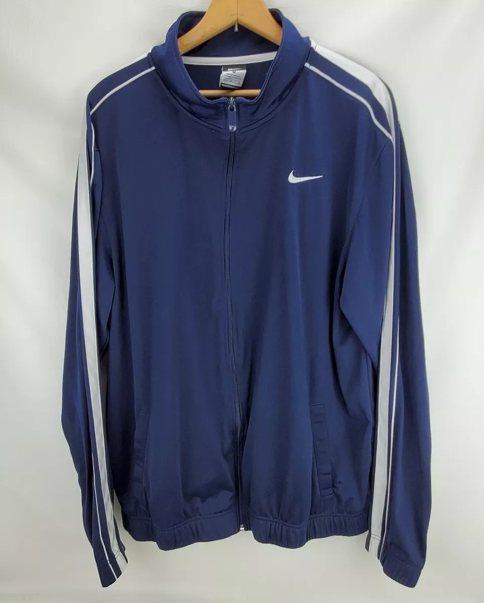 Conform Goodwill linnen Retro Style Navy Blue White Nike Full Zip Athletic Track Jacket Men&#039;s  LT | eBay