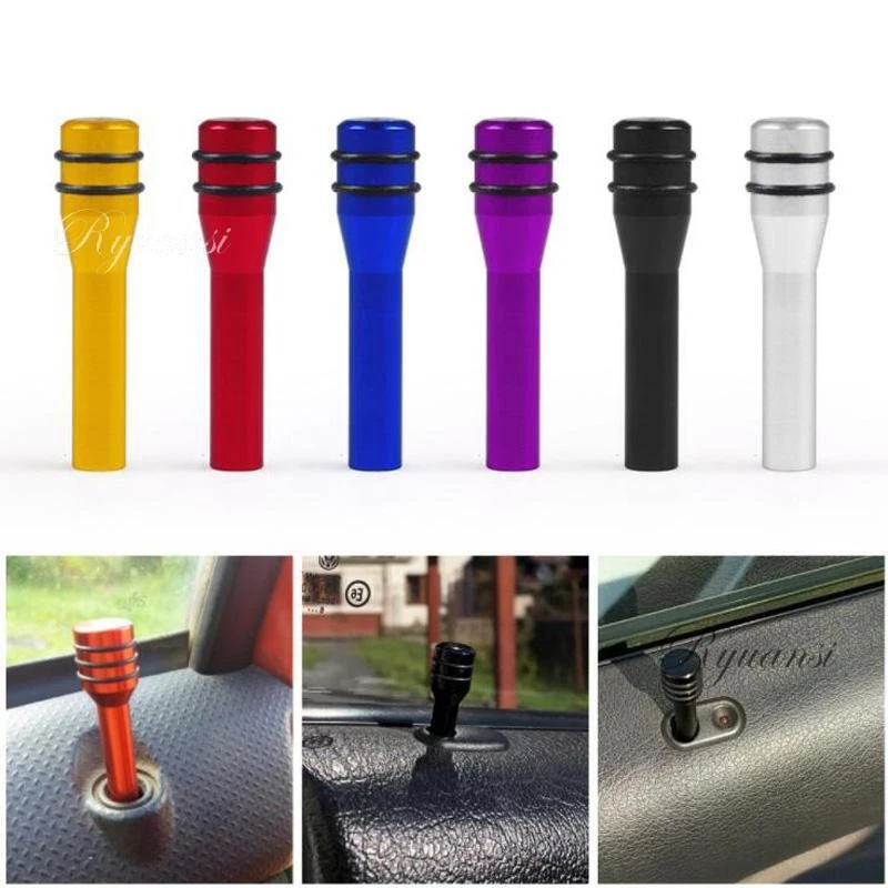 2 Pcs Red Aluminum Alloy Interior Door Lock Knob Pull Pins For Car Auto Foto 4 de 4