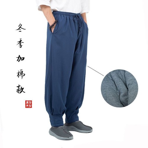 Buddhist Monk Pants Shaolin Kung Fu Pants Autumn Winter Trousers Tai Chi Trouser - Picture 2 of 27