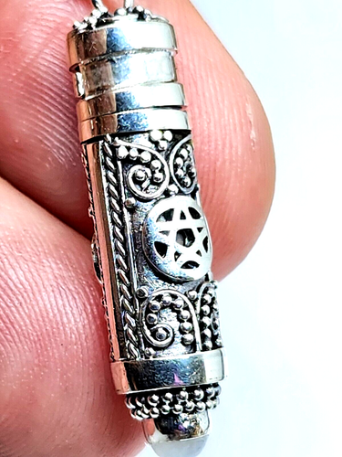Moonstone Poison Bottle Pendant Pentacle Locket Vial 925 Silver Jewellery & Box - Picture 10 of 18