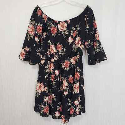 Rue21 floral off the shoulders dress with elastic waist & bell sleeves woman's M