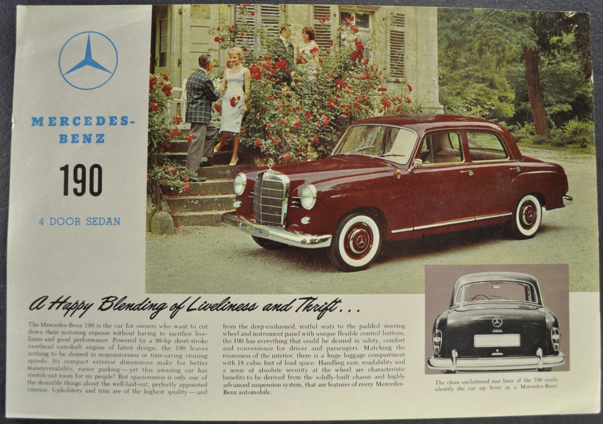 1960 Mercedes Benz 190 Sedan Sales Brochure Sheet Nice Original 60