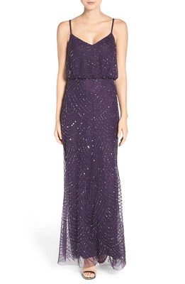 beaded chiffon blouson dress Elizabeth K GL3005 Long Chiffon Dress Formal Dress Shops XS / Champagne