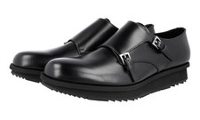 PRADA Double Monk Strap Dress Shoes x Sneakers Sole Black NEW -  US 12 EU 45