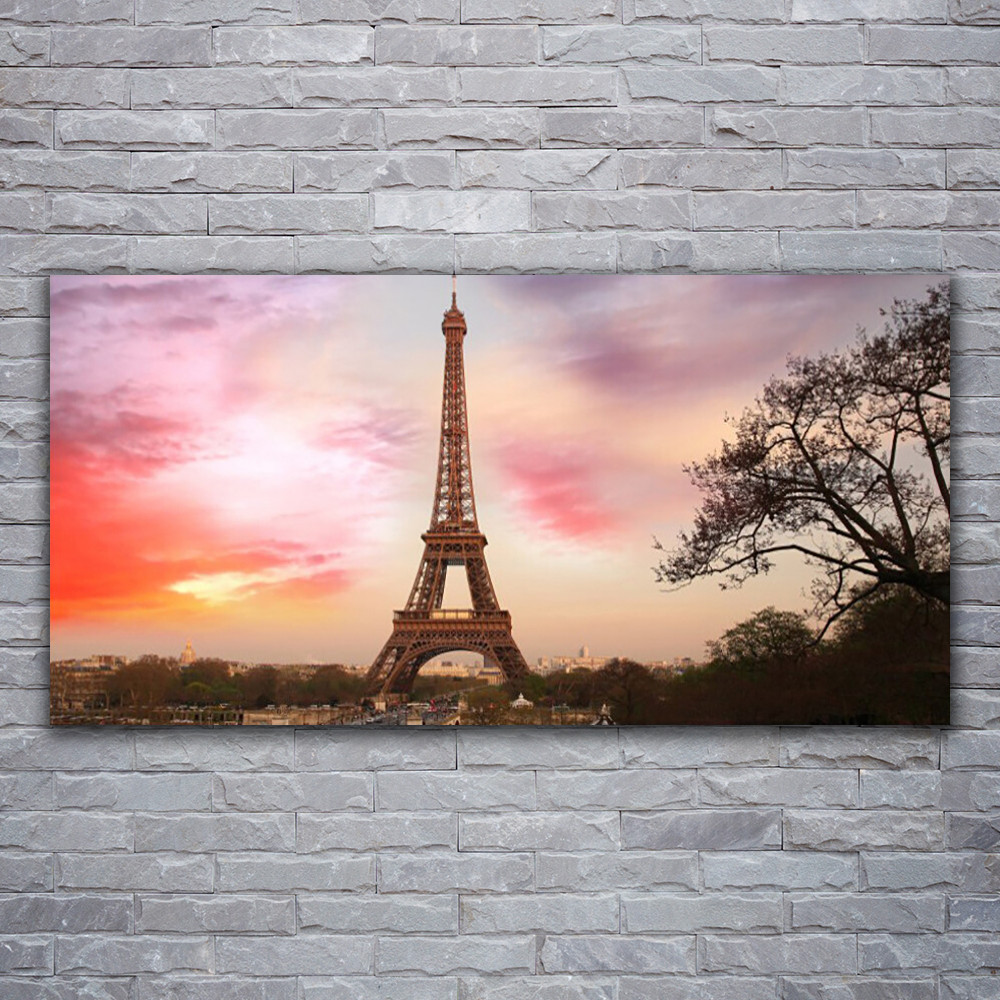 Tableau sur verre acrylique Tour Eiffel Paris 120x60 cm Tulup