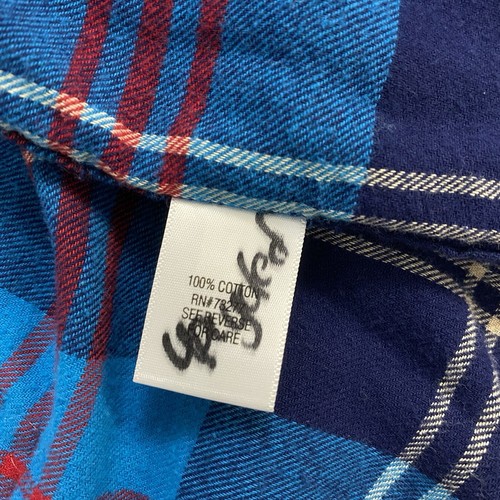 Upcycled Flannel Shirt Womens Large Shacket Ghostface Grunge Scary Movies Blue - Picture 14 of 19