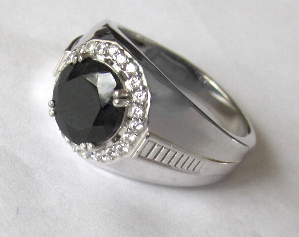 Anel de jade preto natural da Califórnia / tamanho 13 / prata esterlina 925 / 5ct 8,6g - Imagem 4 de 4