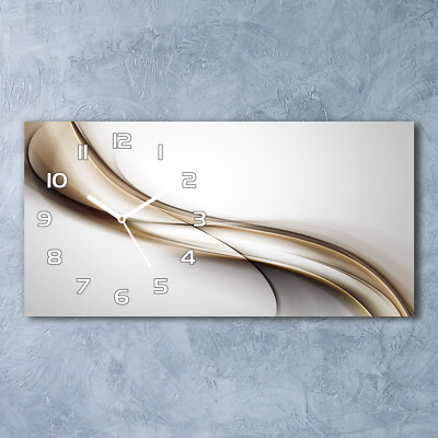 Horloge Murale Tulup En Verre - 30x30 Cm - Design Vague Brune - Mouvement Quartz - Neuf