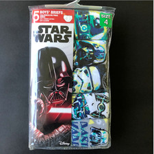 NEW Boys Star Wars Assorted 5 Pack Pair Combed Cotton Brief Underwear Size 4