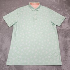 Simply Southern Polo Shirt Men Extra Large Green Floral Performance Golf Stretch