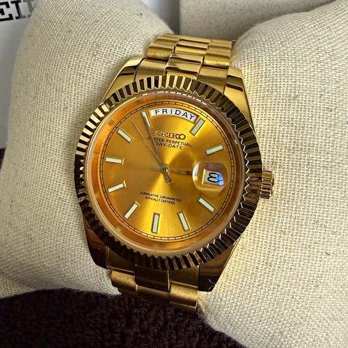 Seiko Oyster Perpetual Day-Date 40mm Automatic Gold Dial Fluted Bezel