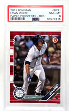 2019 Bowman Paper Red EVAN WHITE RC Rookie Baseball Card /5 PSA 8 NM-MT